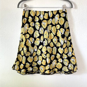 Vintage IN Studio Yellow Floral A Ling Knee Length Skirt Women Size 10P NWOT